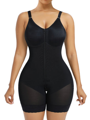Front Zip Full Bust Mid-Thigh Faja Bodysuit